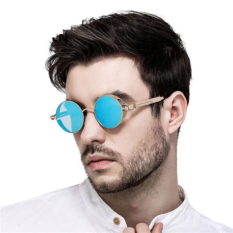 round mirrored sunglasses men's